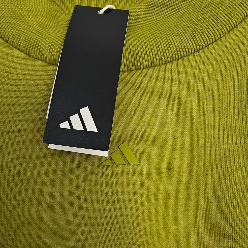 Adidas One Fleece Basketball Crewneck Sweatshirt Pulse Olive Zip Pockets Med NWT